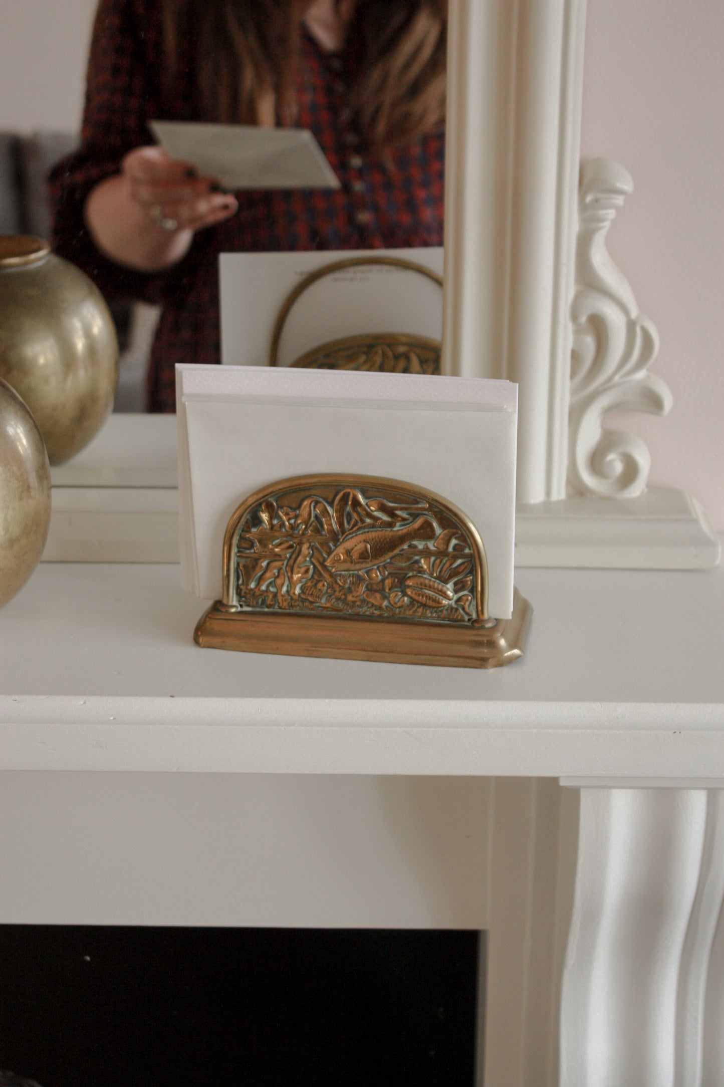 Vintage brass letter rack (fish design)