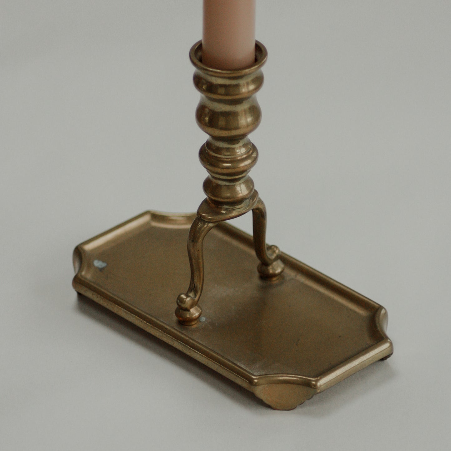 Vintage 1920s brass candleholder with drip tray base