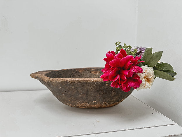 Vintage wooden dough bowl - rustic wooden bowl