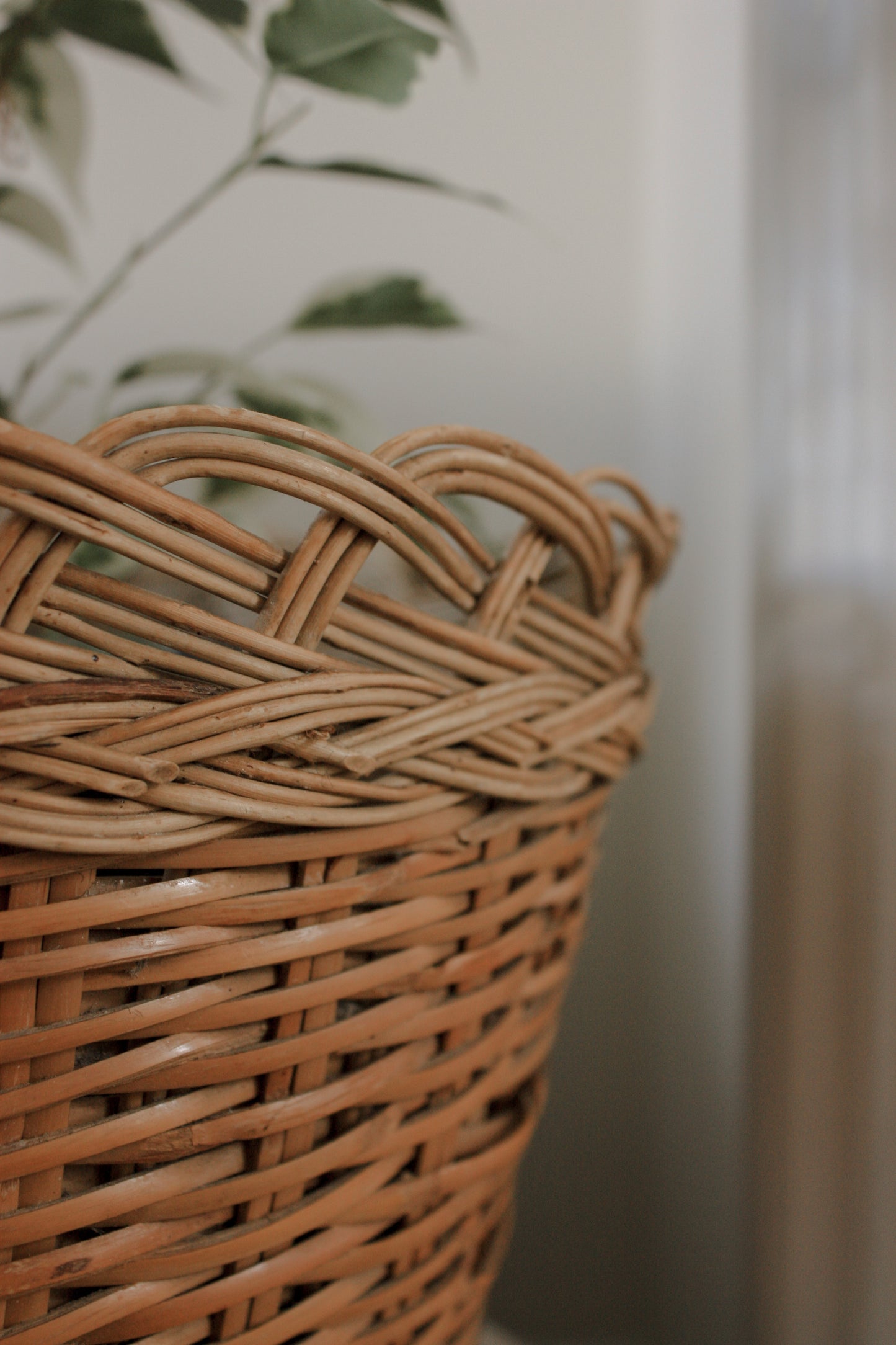 Vintage woven planter basket