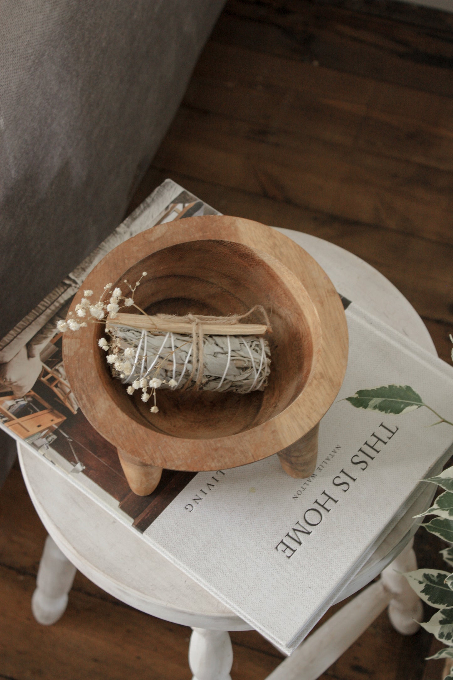 Vintage African wooden footed bowl