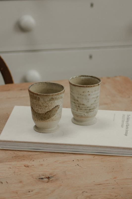 Pair studio pottery beakers