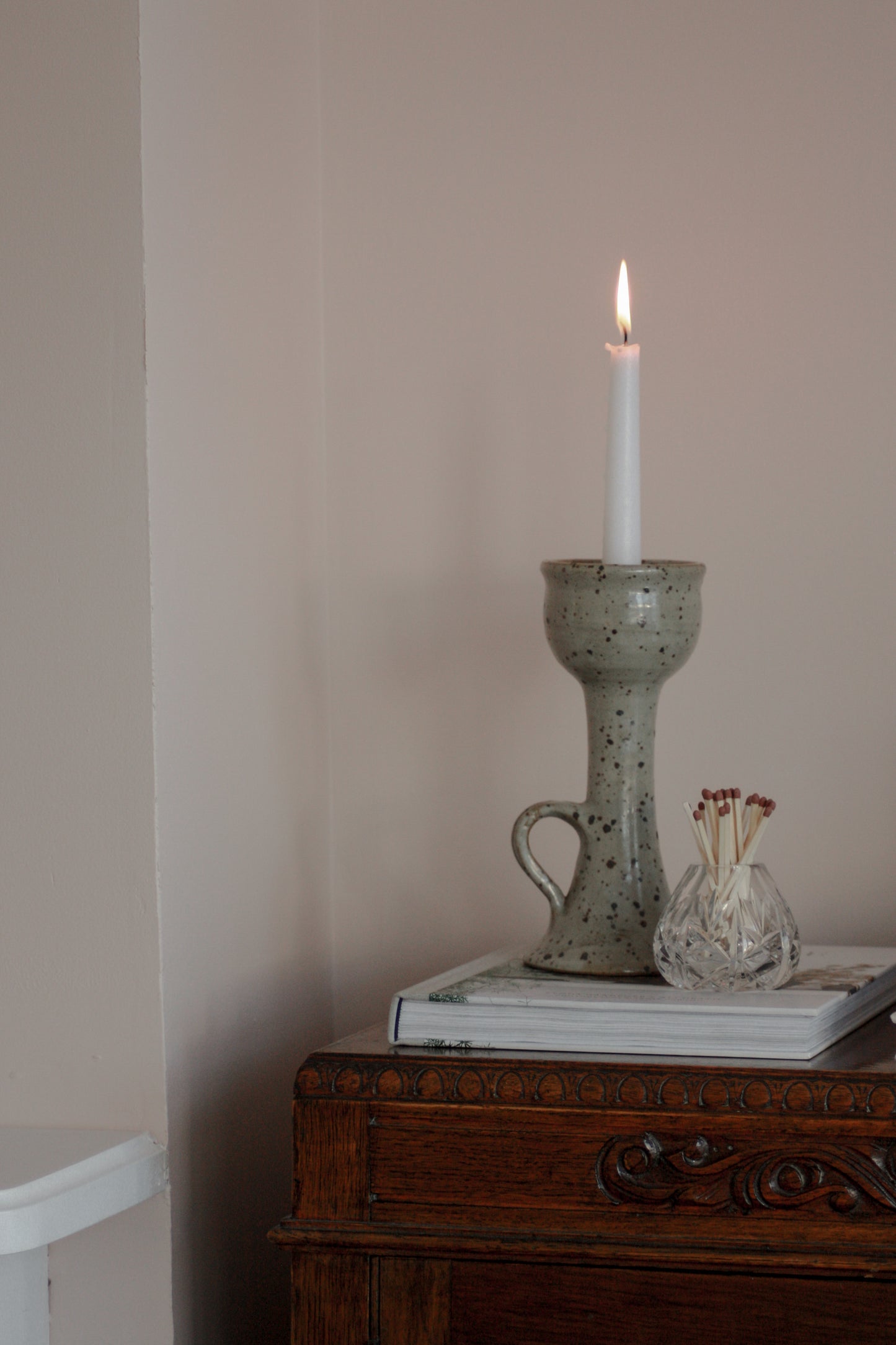 Vintage French speckled candleholder