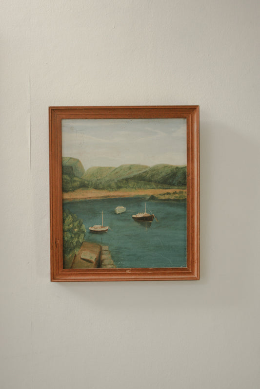 Vintage oil on board - Calm Waters