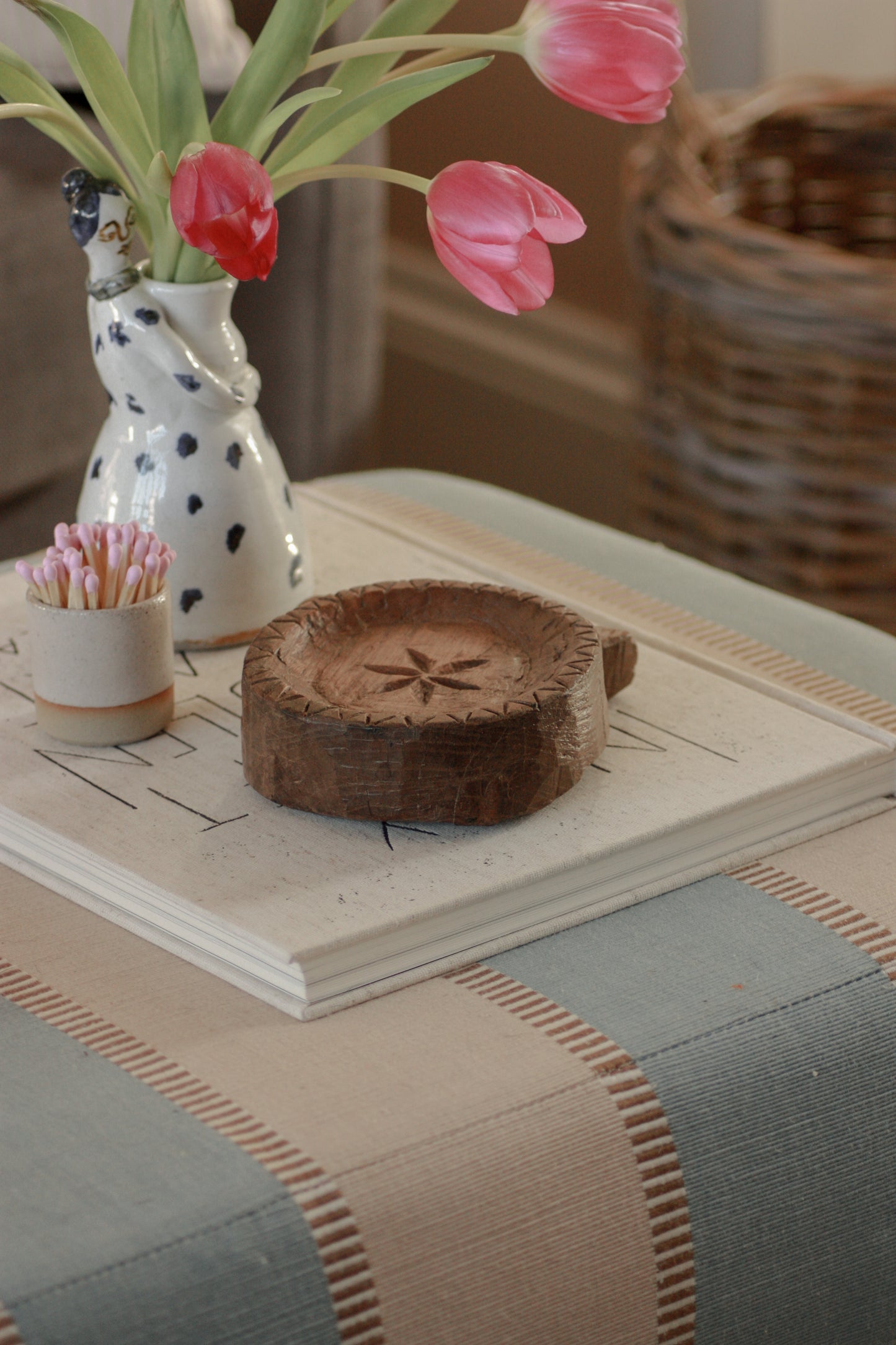 Vintage hand carved wooden dish