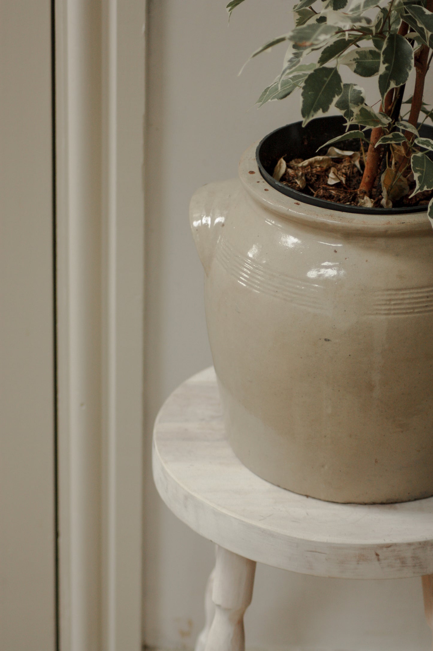 Vintage French stoneware confit pot