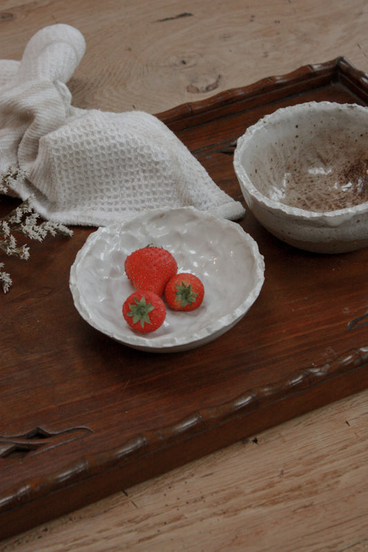 Pair art pottery rustic bowls