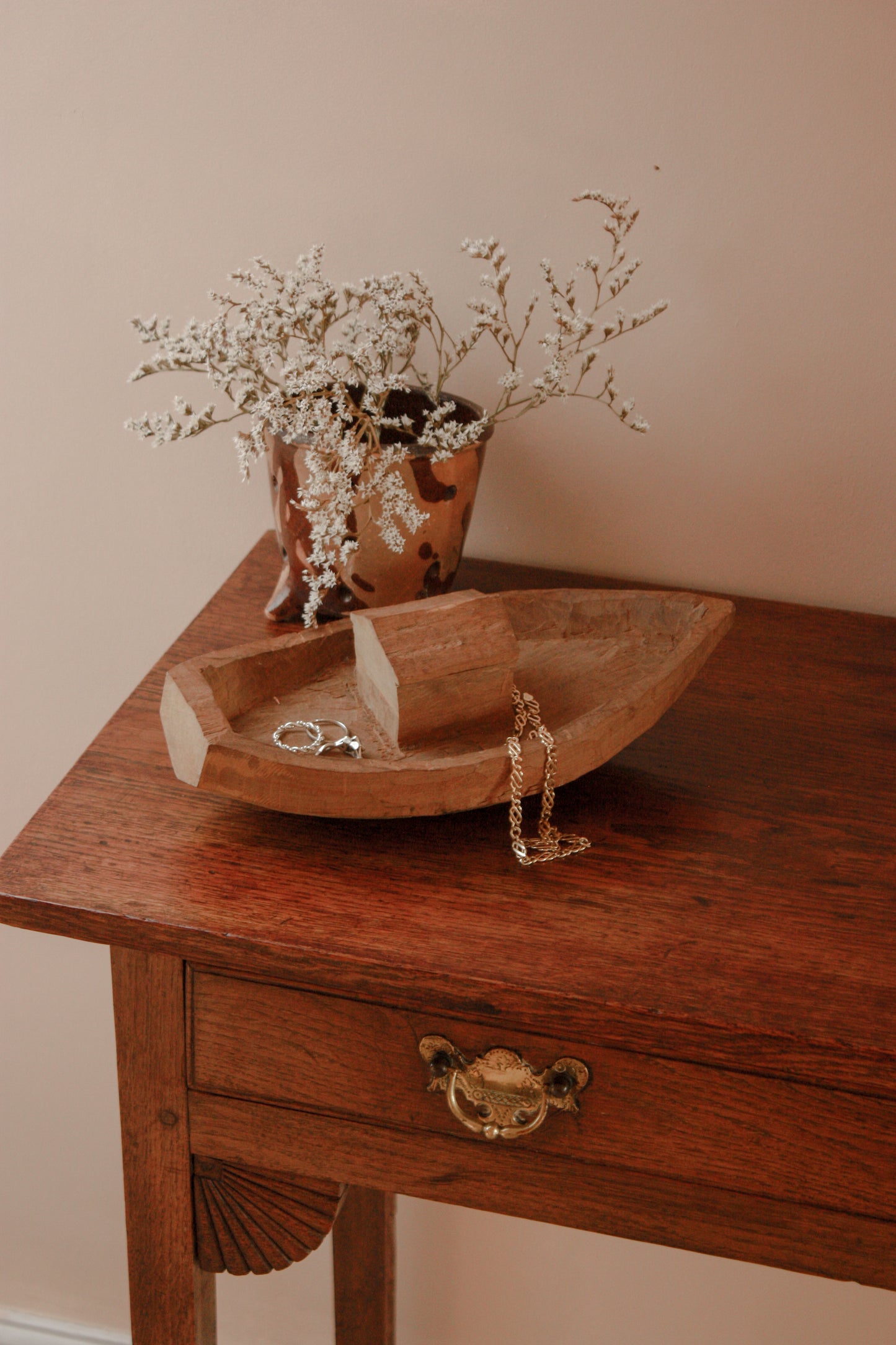 Vintage treen hand carved folk art boat