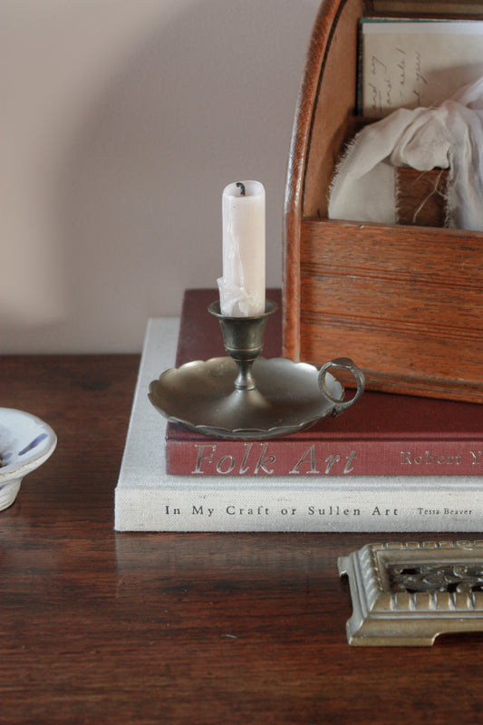 Vintage scalloped brass candleholder (small size)