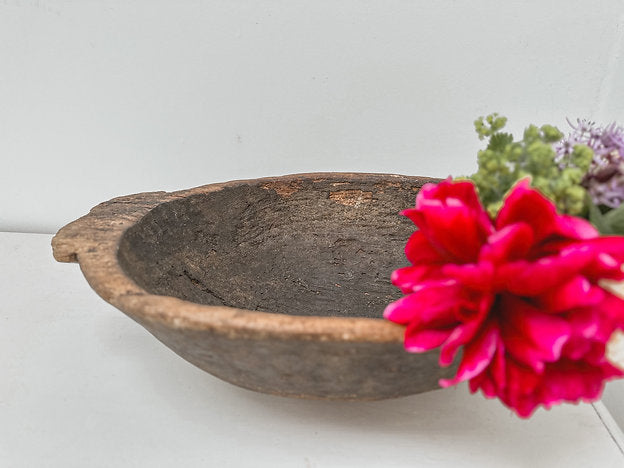 Vintage wooden dough bowl - rustic wooden bowl