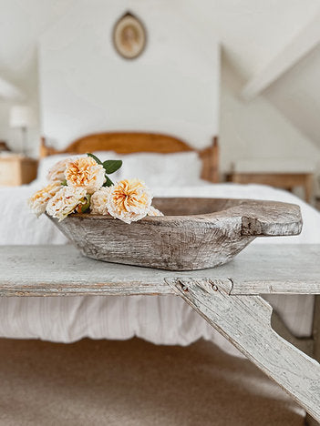 Large vintage wooden dough bowl