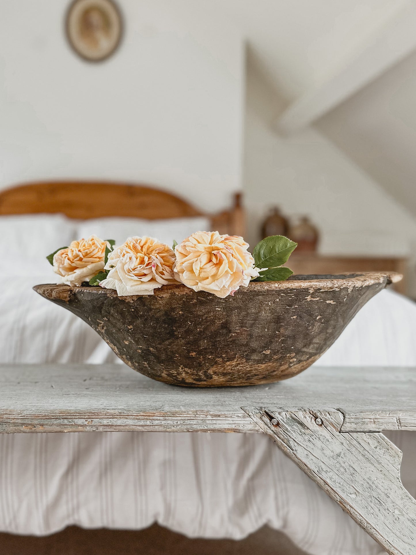 Vintage wooden dough bowl - rustic wooden bowl