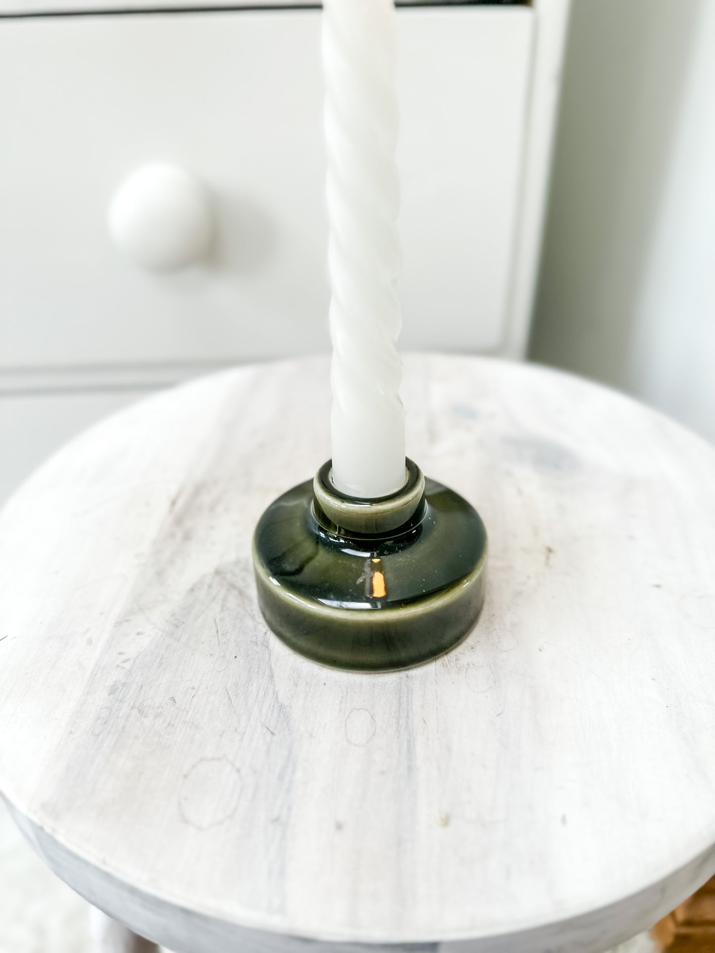 Vintage Wade ceramic candleholder (olive green)