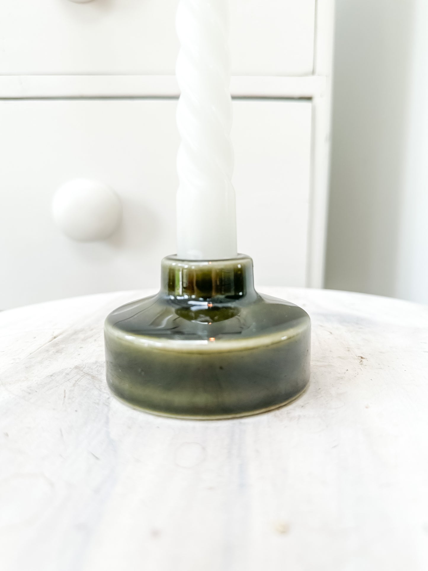 Vintage Wade ceramic candleholder (olive green)