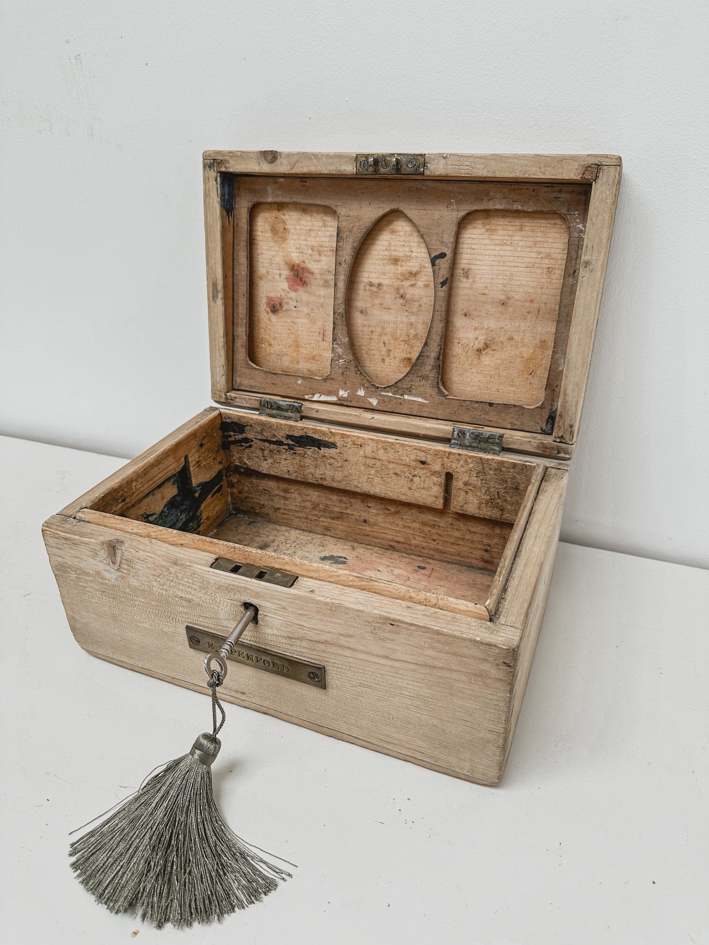 Vintage wooden sailors ditty box