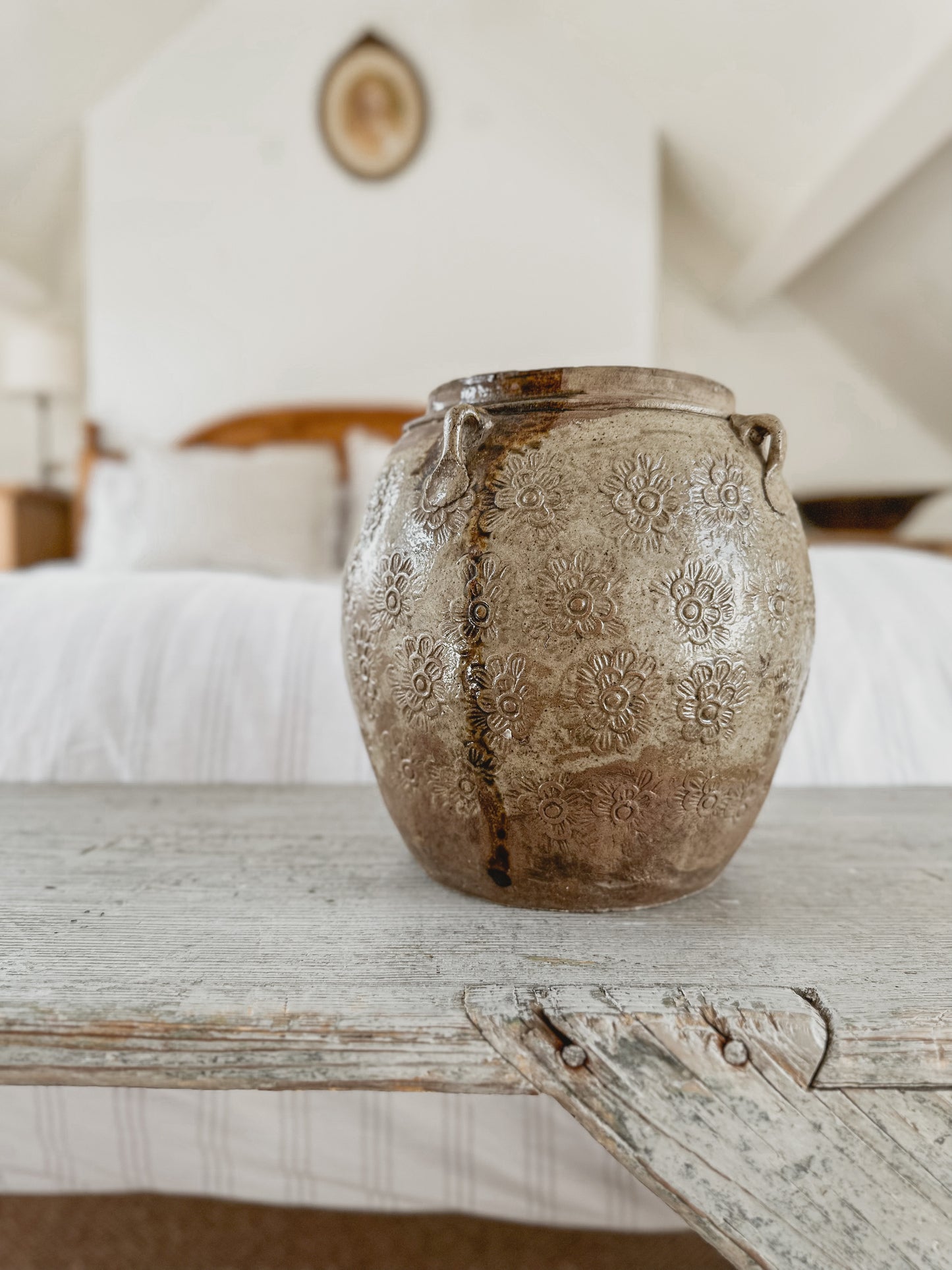 Antique Chinese Yunnan pot with floral motif