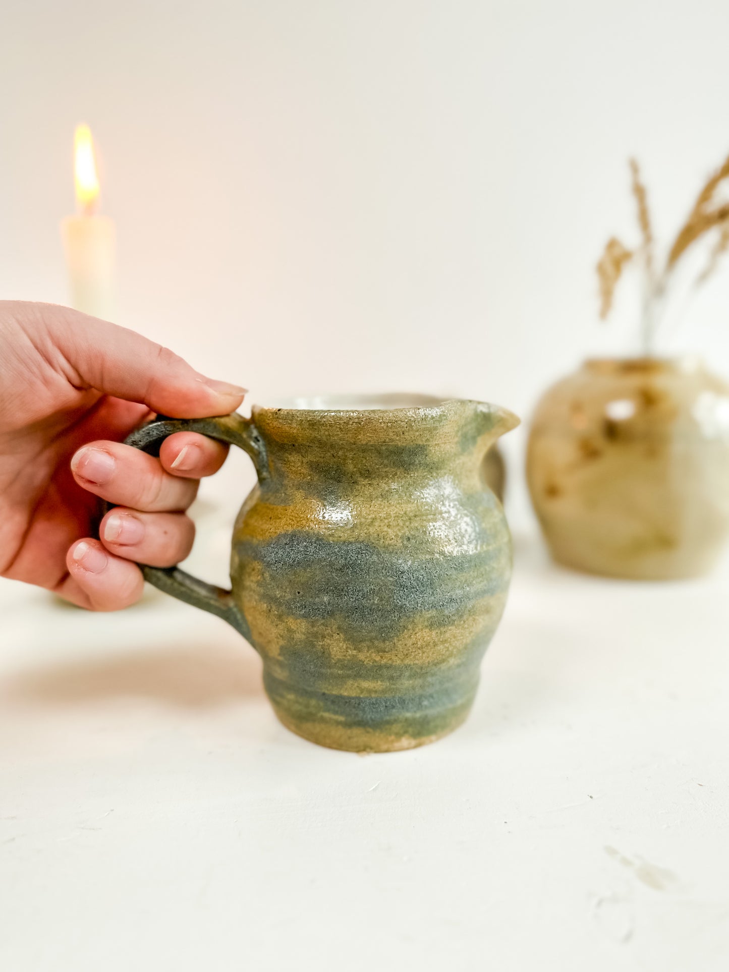 Rustic handmade studio pottery creamer