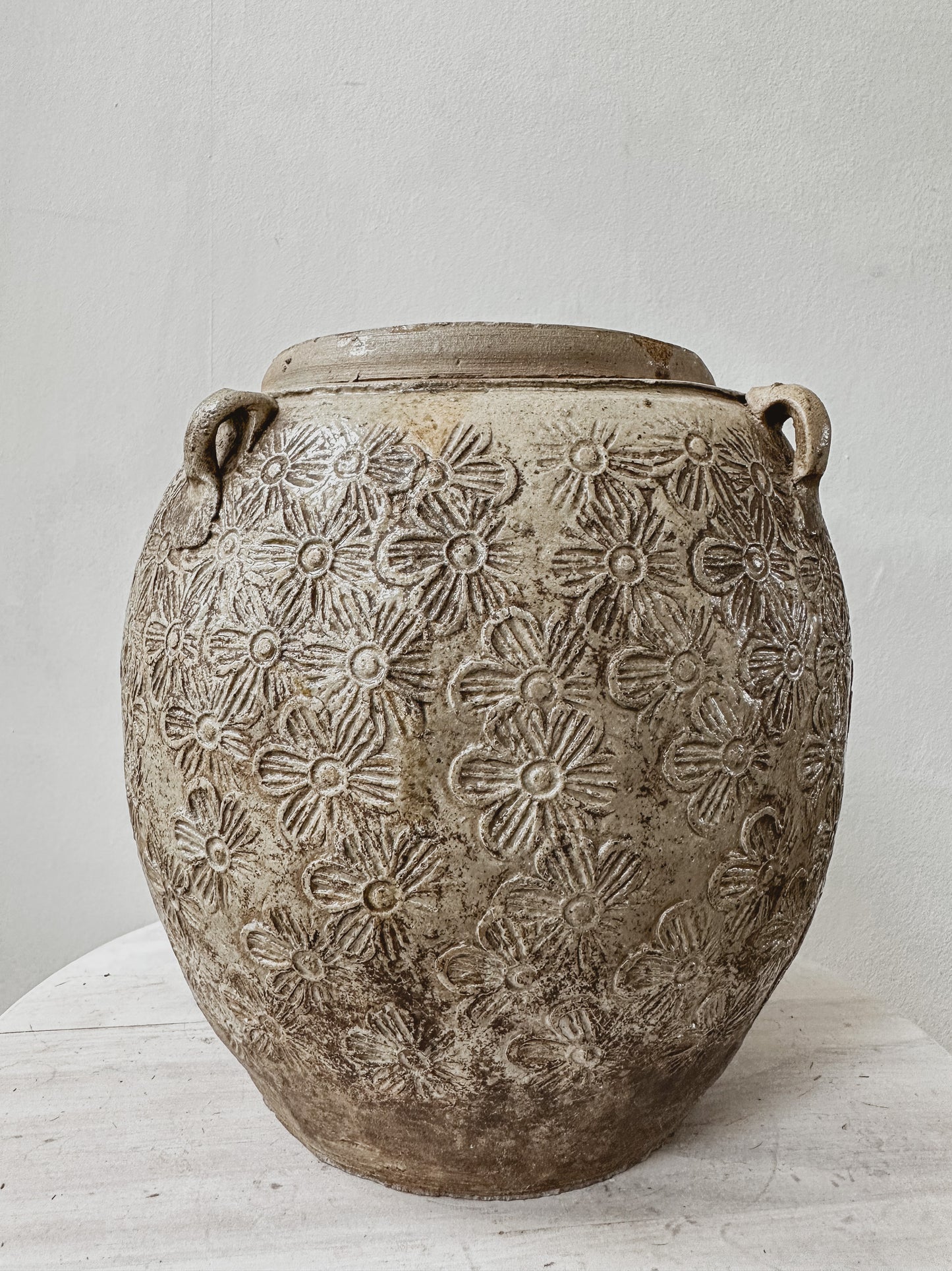 Antique Chinese Yunnan pot with floral motif