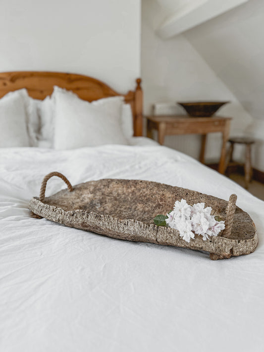 Vintage french bark wood display tray