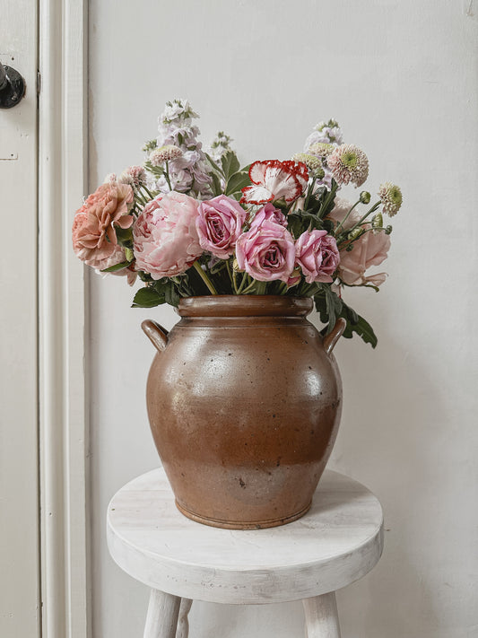 Antique stoneware confit pot